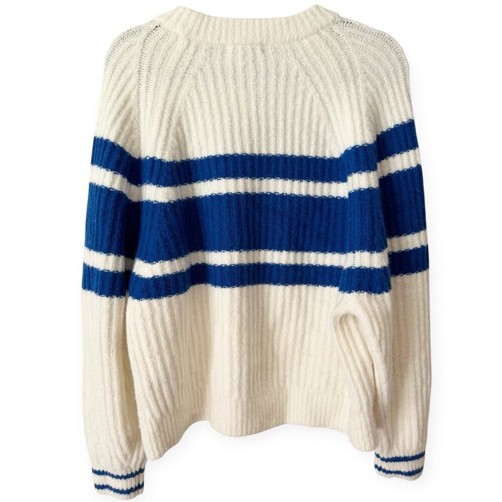 NWT Madewell Raglan Sleeve Striped Sweater Size Medium Blue White - Picture 5 of 9